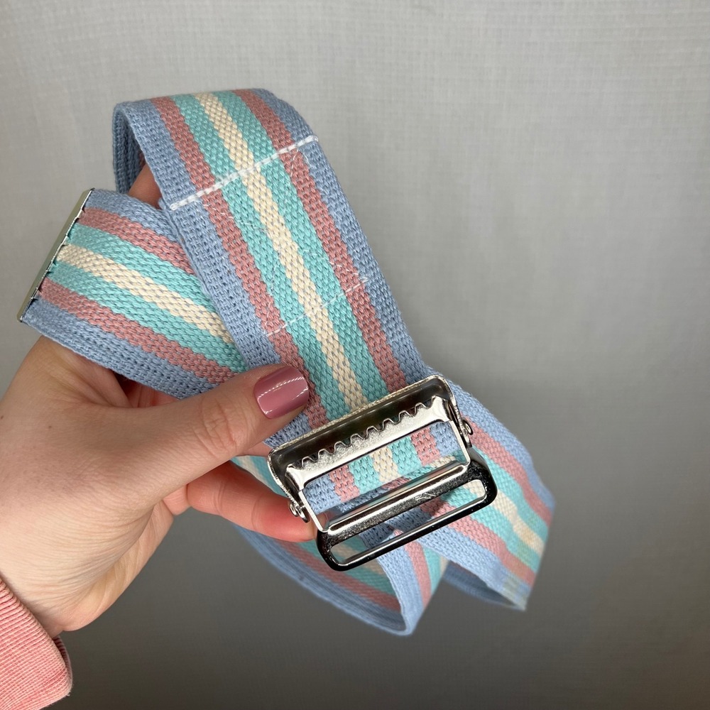 DeRoyal Industries Universal Gait Belt Pastel‎ Striped Cotton Webbing 57.5 Inch